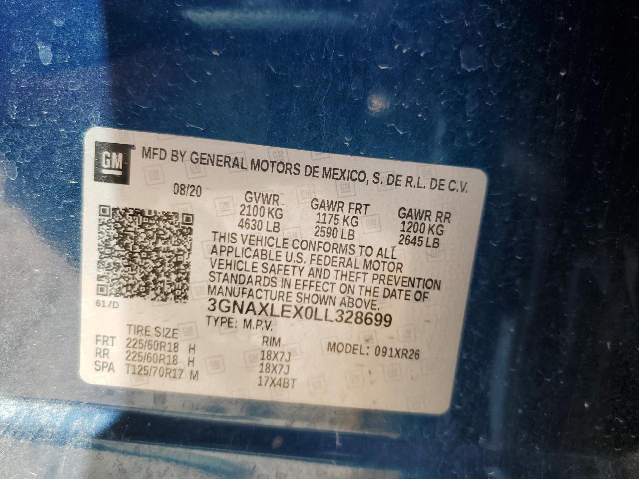 3GNAXLEX0LL328699 2020 CHEVROLET EQUINOX - Image 14