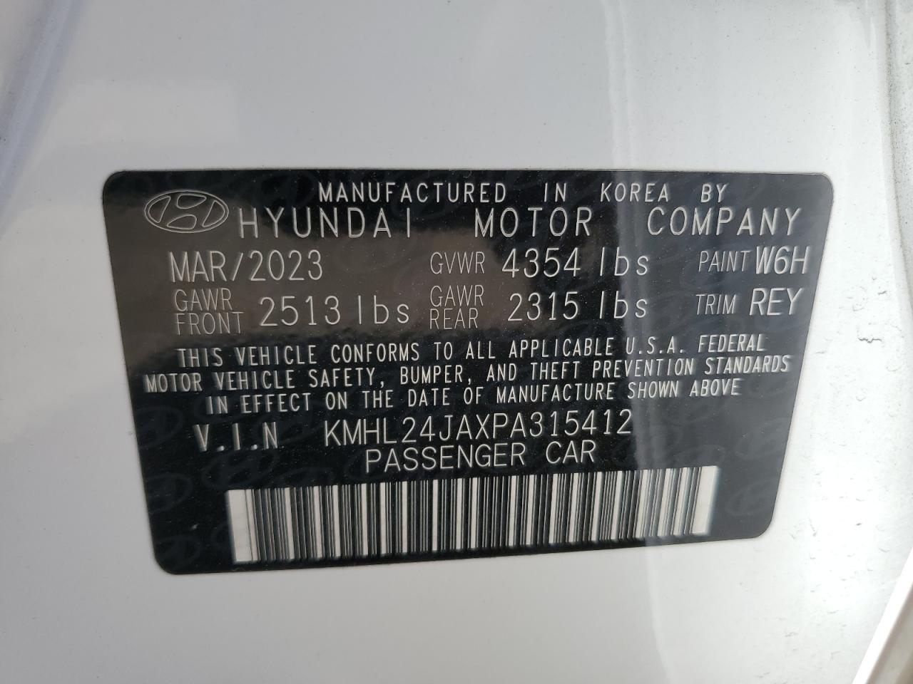 VIN KMHL24JAXPA315412 2023 HYUNDAI SONATA no.12