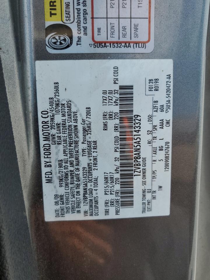 2010 Ford Mustang VIN: 1ZVBP8AN5A5143329 Lot: 59652524