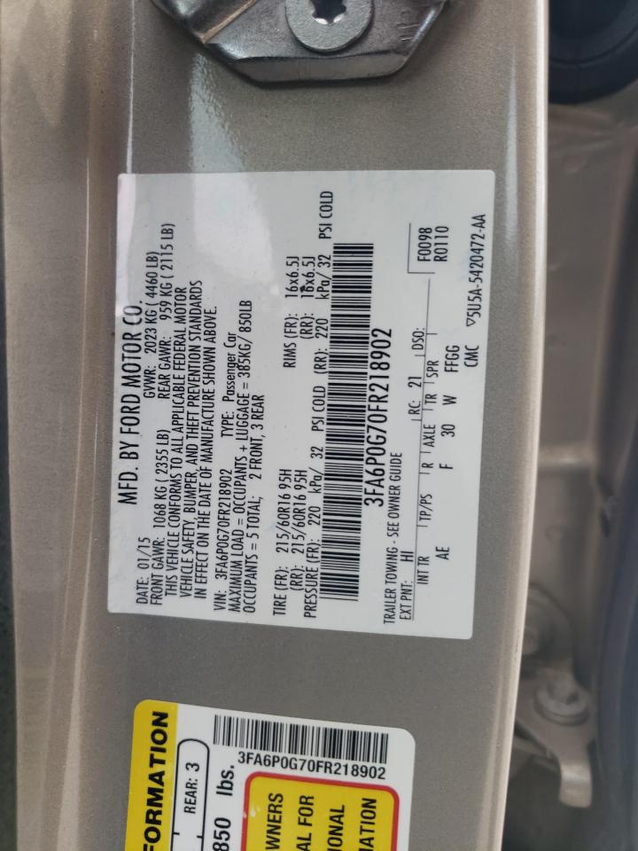 3FA6P0G70FR218902 2015 Ford Fusion S