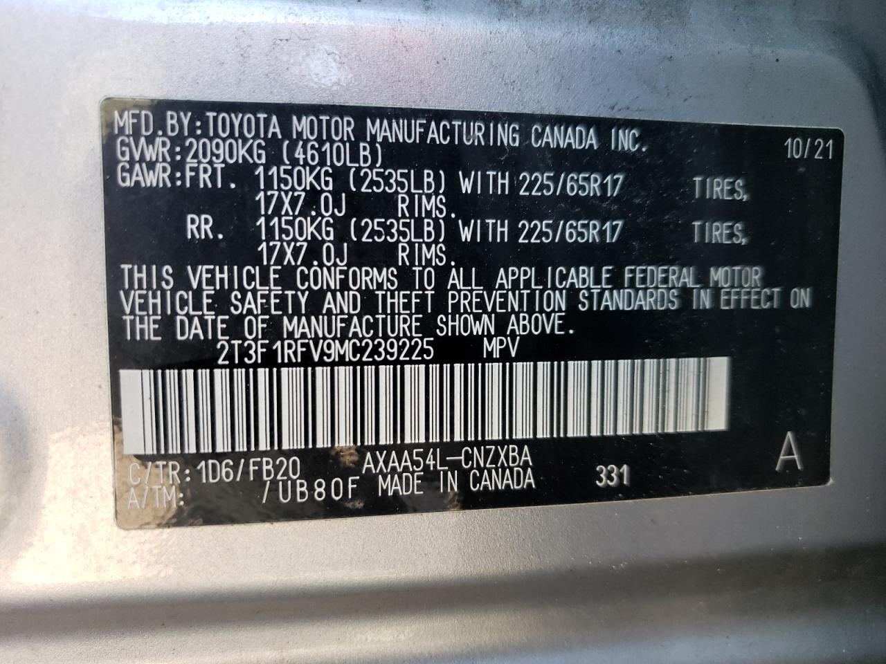 2T3F1RFV9MC239225 2021 TOYOTA RAV 4 - Image 13