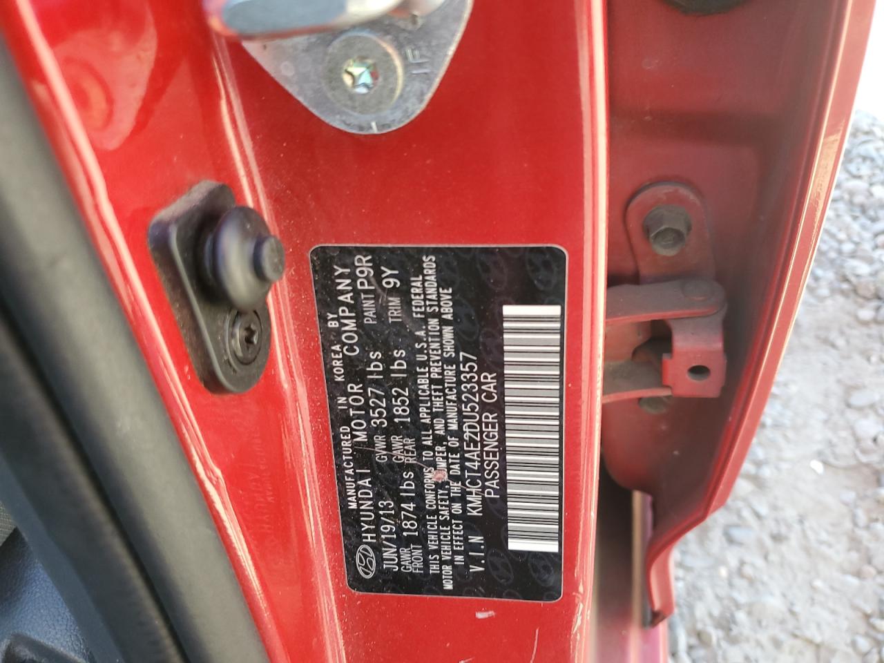 2013 Hyundai Accent Gls VIN: KMHCT4AE2DU523357 Lot: 60483984