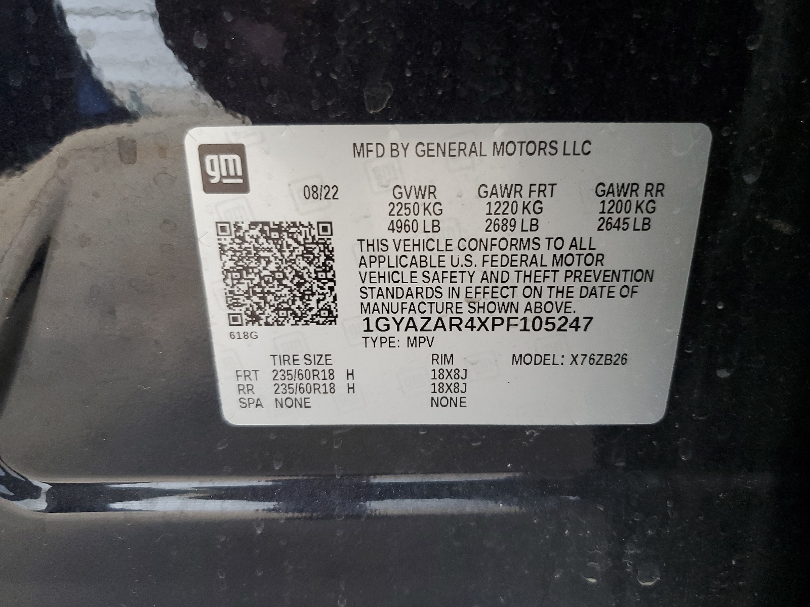 1GYAZAR4XPF105247 2023 Cadillac Xt4 Luxury