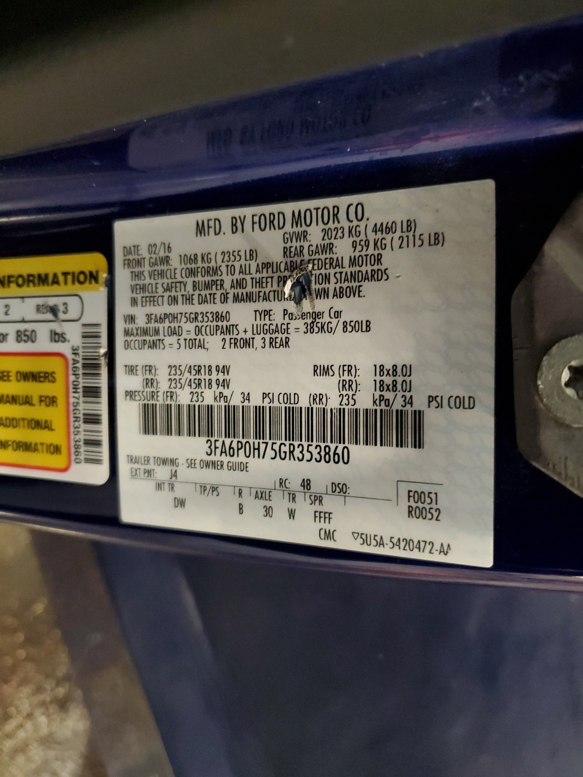 3FA6P0H75GR353860 2016 Ford Fusion Se