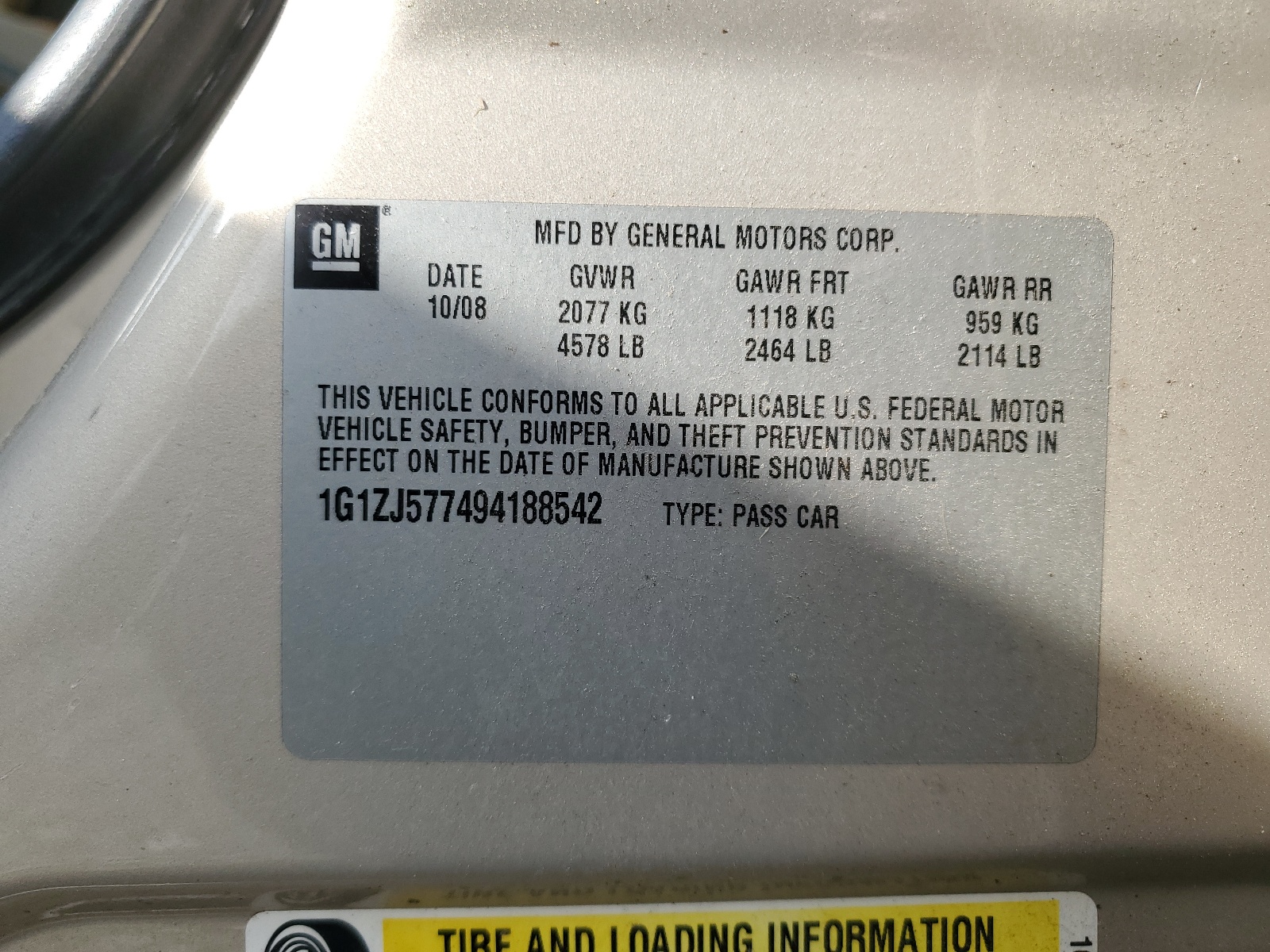 1G1ZJ577494188542 2009 Chevrolet Malibu 2Lt