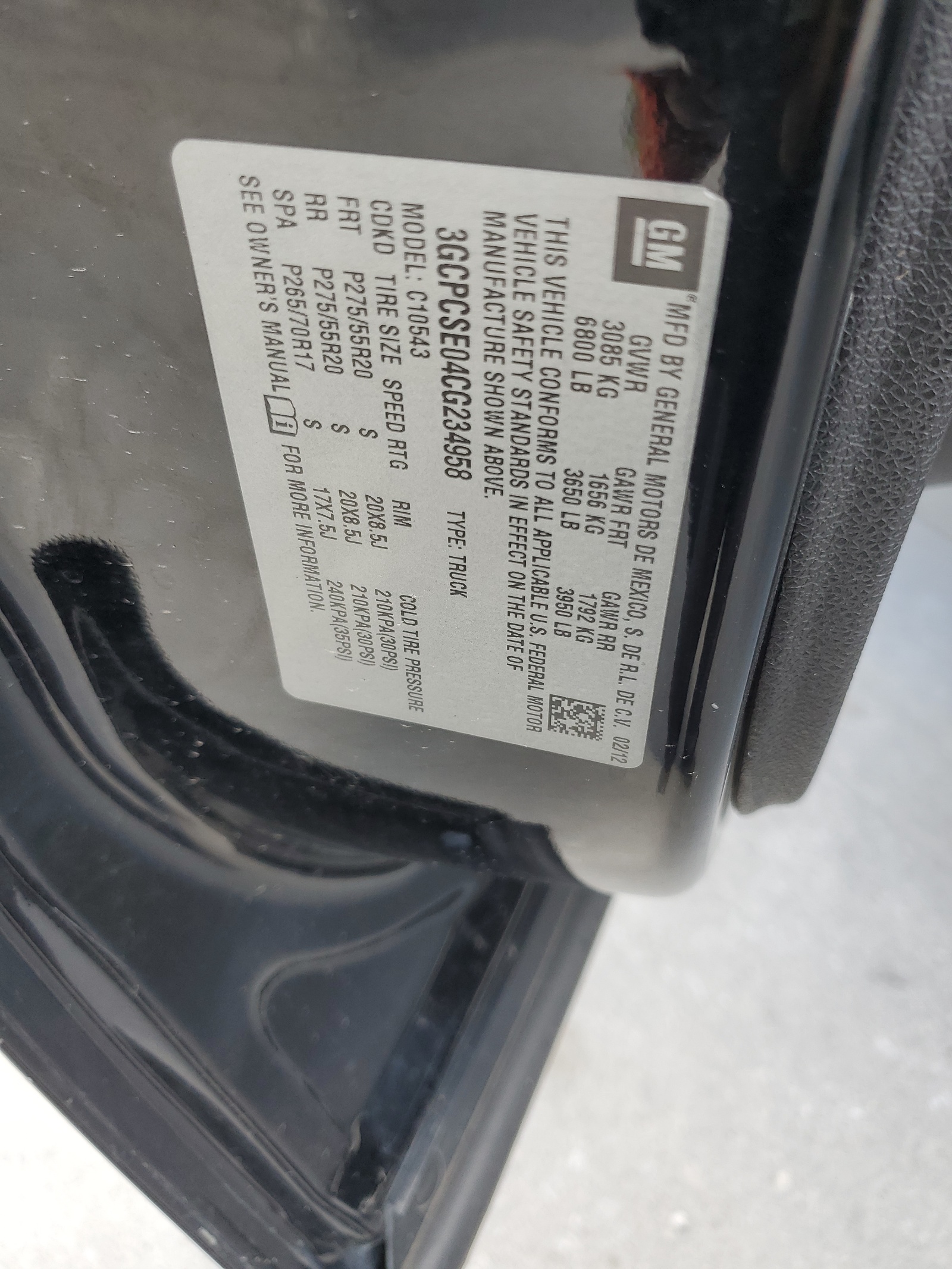 3GCPCSE04CG234958 2012 Chevrolet Silverado C1500 Lt