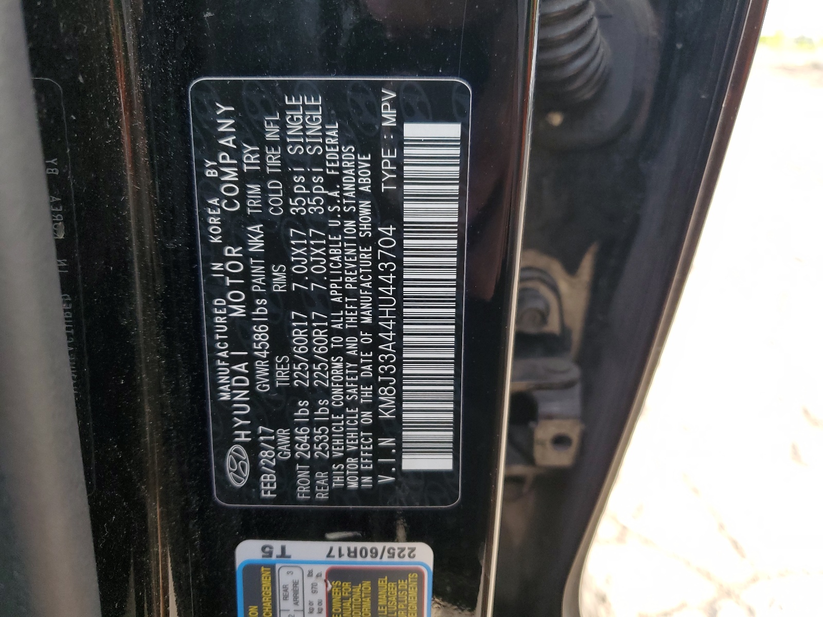 KM8J33A44HU443704 2017 Hyundai Tucson Limited