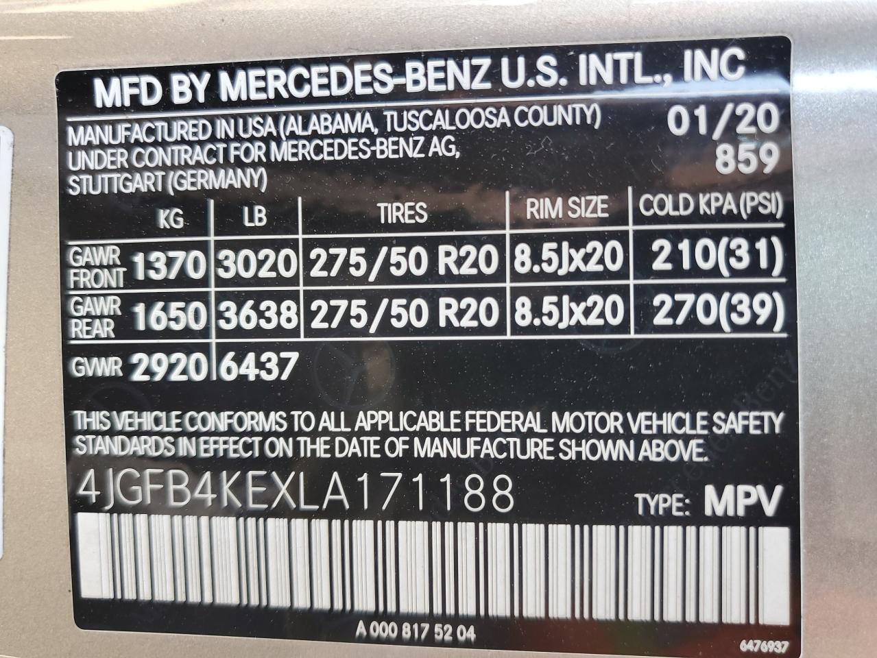 2020 Mercedes-Benz Gle 350 4Matic VIN: 4JGFB4KEXLA171188 Lot: 58469334