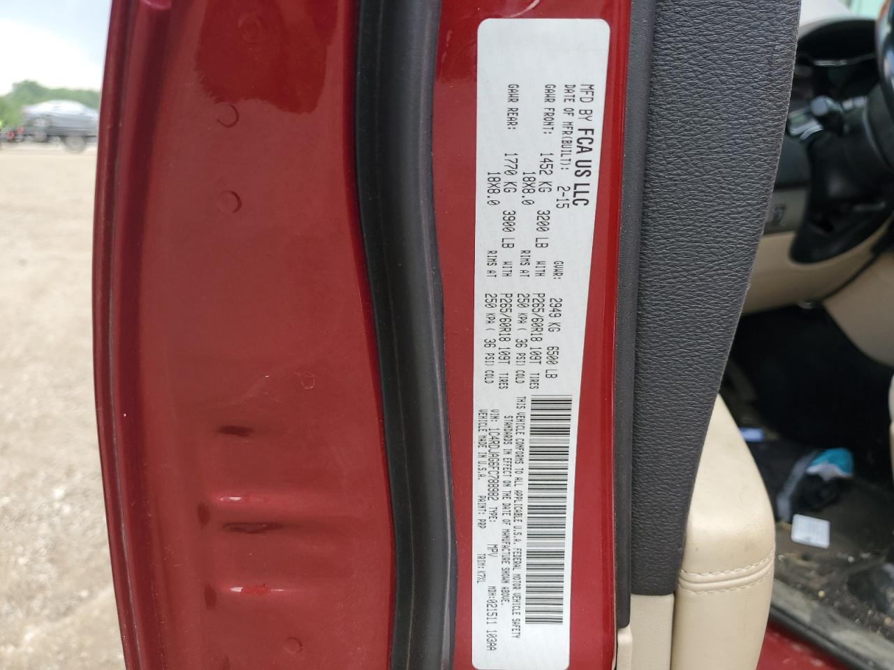 2015 Dodge Durango Sxt VIN: 1C4RDJAG6FC788982 Lot: 59425634