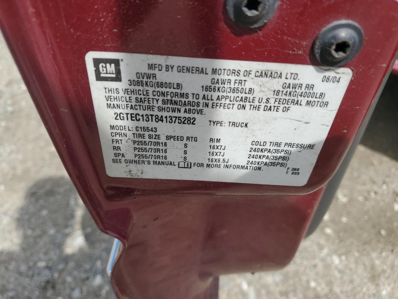 2004 GMC New Sierra C1500 VIN: 2GTEC13T841375282 Lot: 57289594