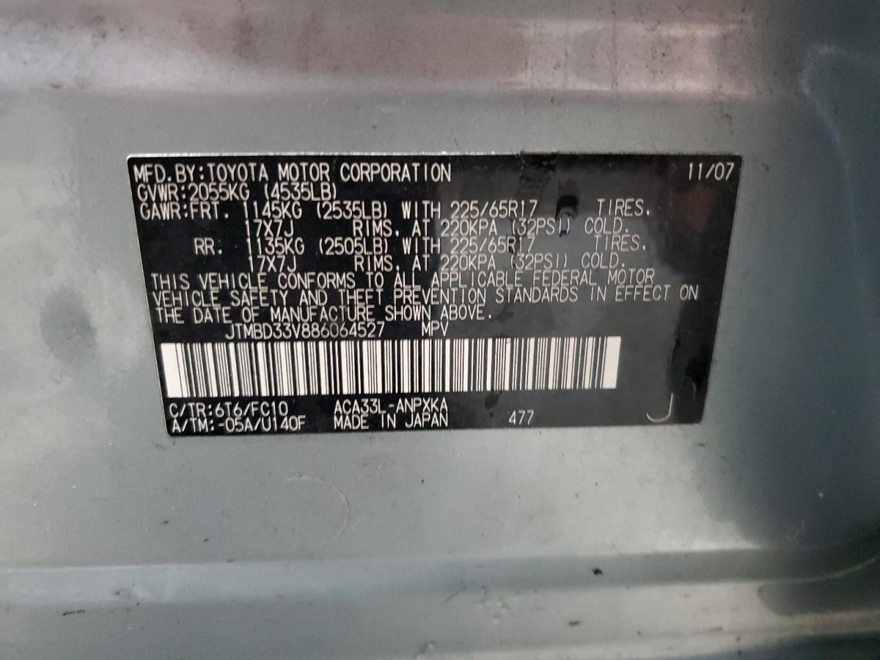 JTMBD33V886064527 2008 Toyota Rav4