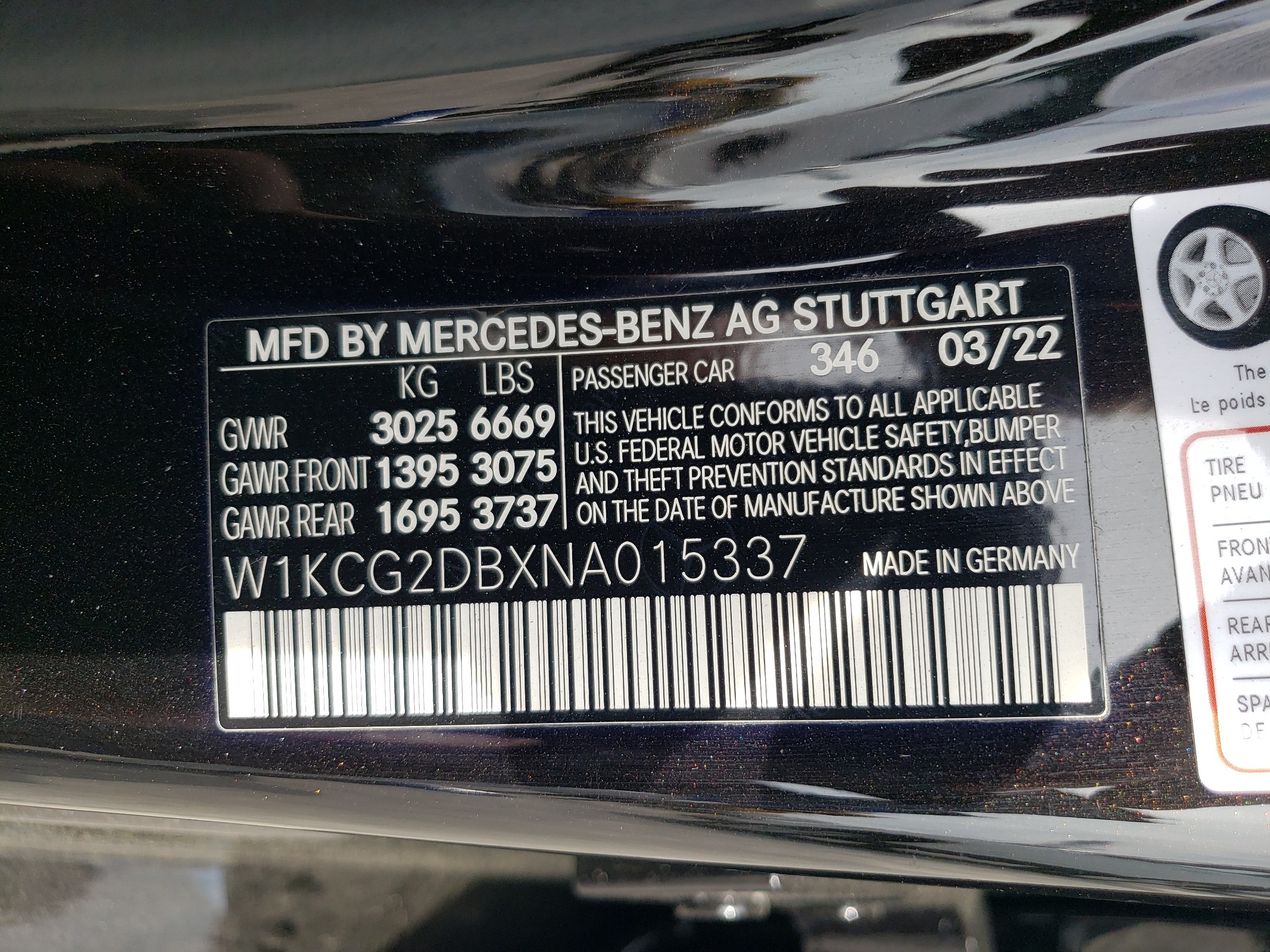 W1KCG2DBXNA015337 2022 Mercedes-Benz Eqs Sedan 450+