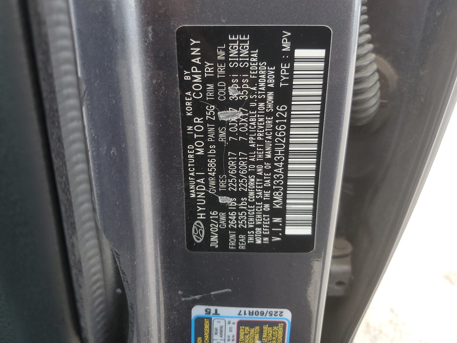 KM8J33A43HU266126 2017 Hyundai Tucson Limited