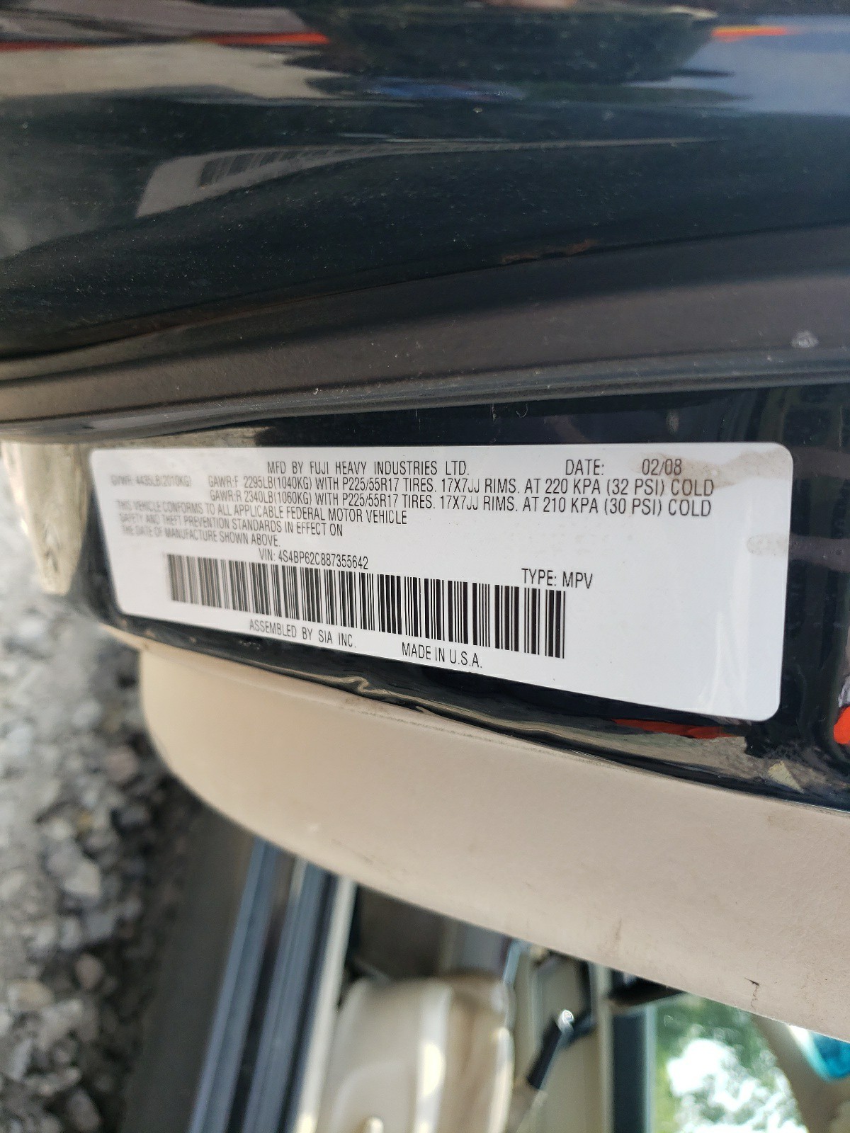 4S4BP62C887355642 2008 Subaru Outback 2.5I Limited