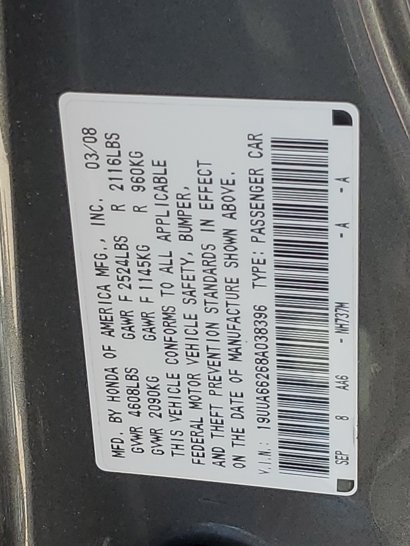 19UUA66268A038396 2008 Acura Tl