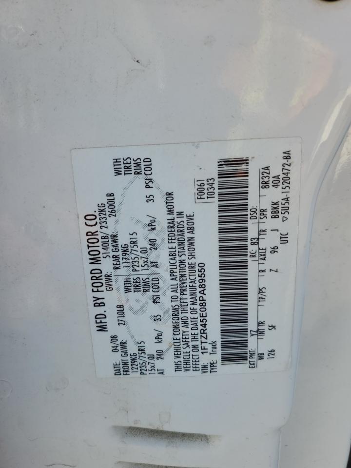 2008 Ford Ranger Super Cab VIN: 1FTZR45E08PA89550 Lot: 59341564