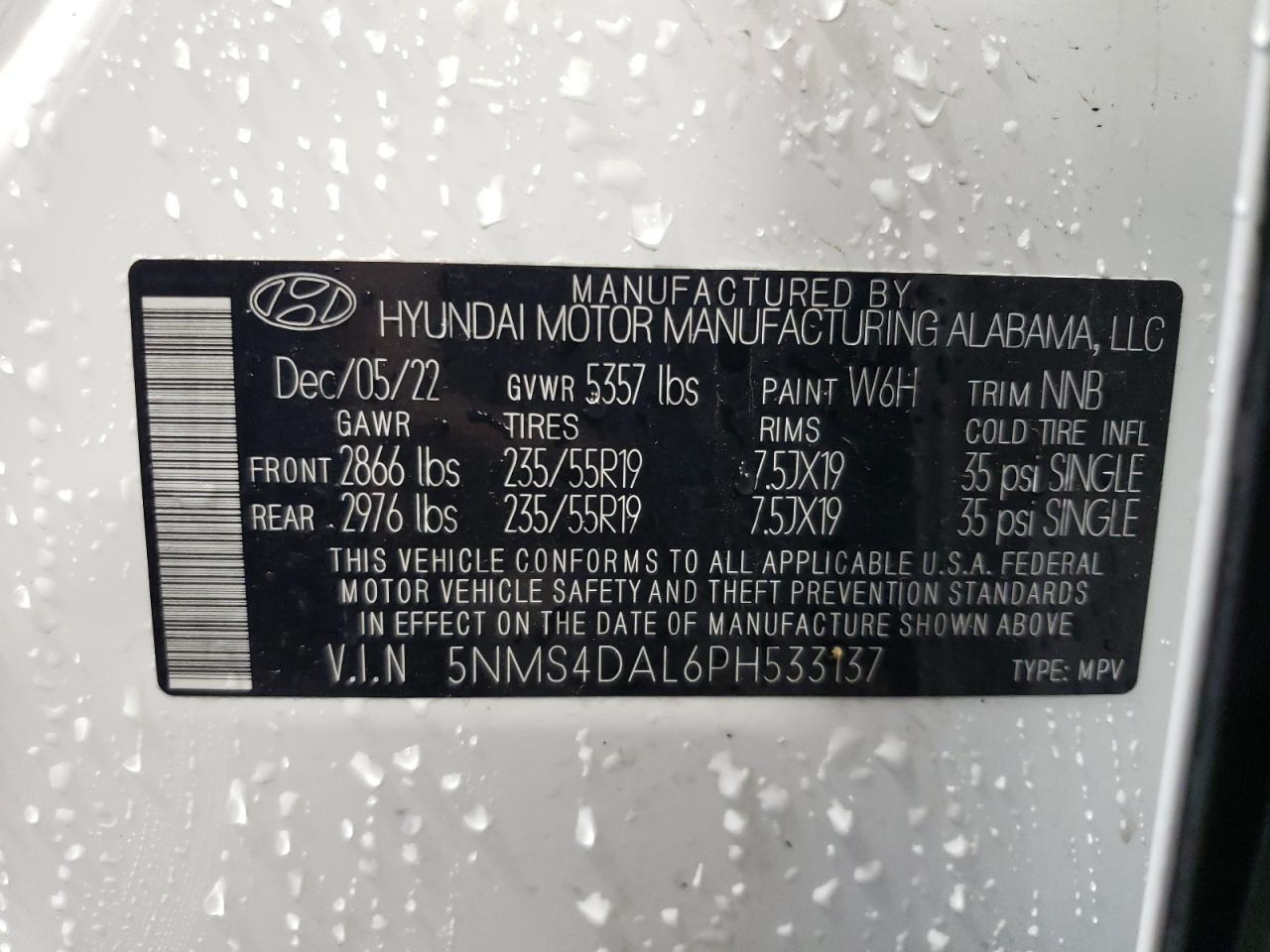 5NMS4DAL6PH533137 2023 Hyundai Santa Fe Limited