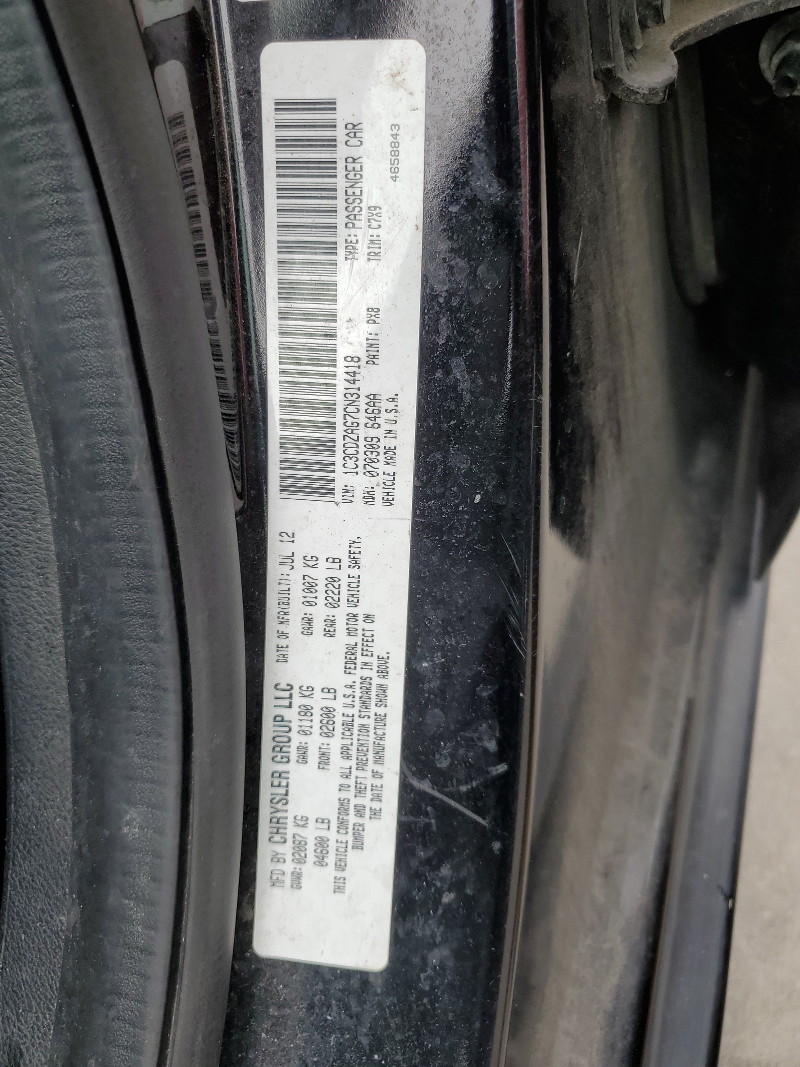 1C3CDZAG7CN314418 2012 Dodge Avenger Se