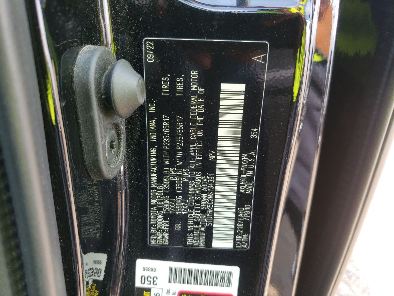 5TDYRKEC2NS134391 2022 Toyota Sienna Xle