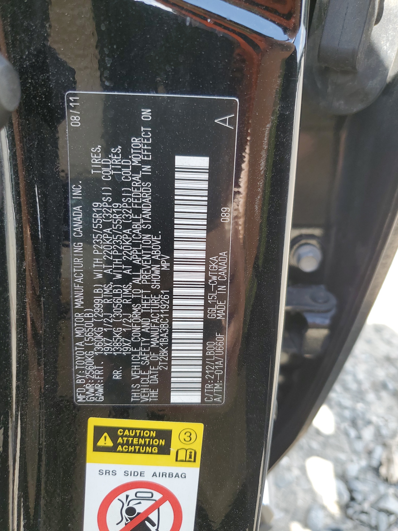 2T2BK1BA3BC119261 2011 Lexus Rx 350