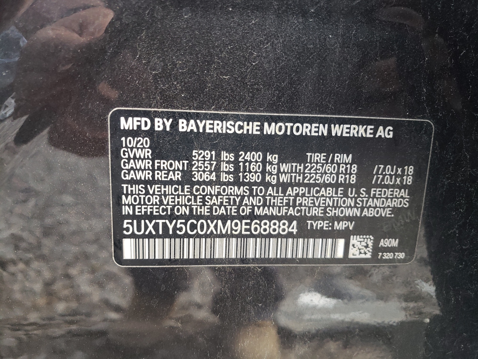 5UXTY5C0XM9E68884 2021 BMW X3 xDrive30I