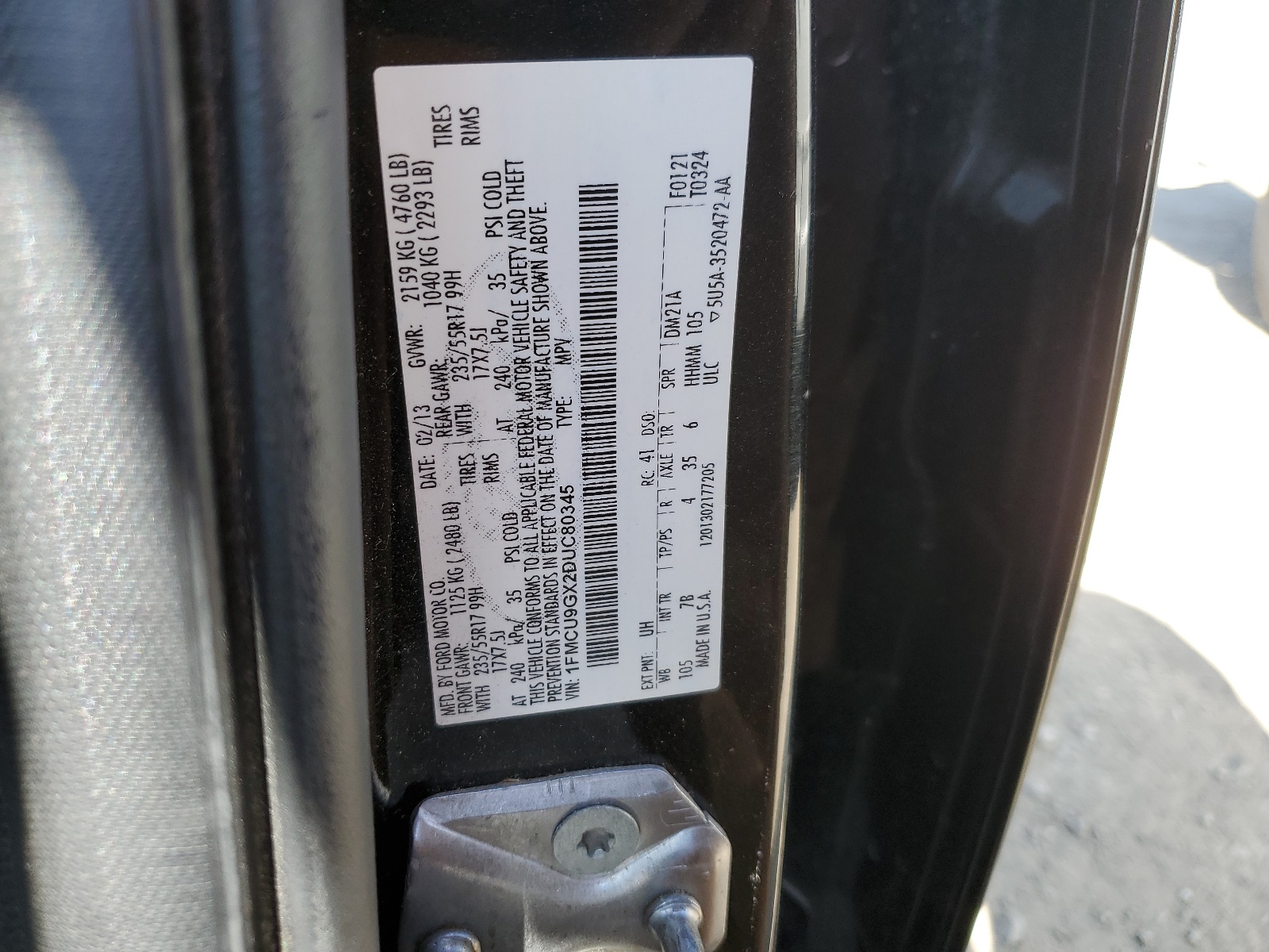 1FMCU9GX2DUC80345 2013 Ford Escape Se