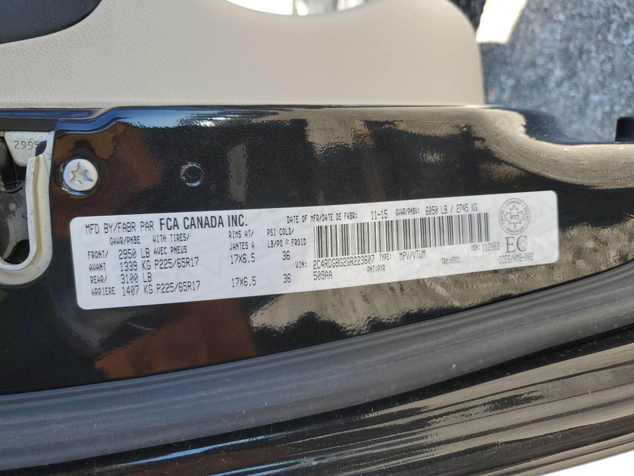 2016 Dodge Grand Caravan Se VIN: 2C4RDGBG2GR223607 Lot: 57763364