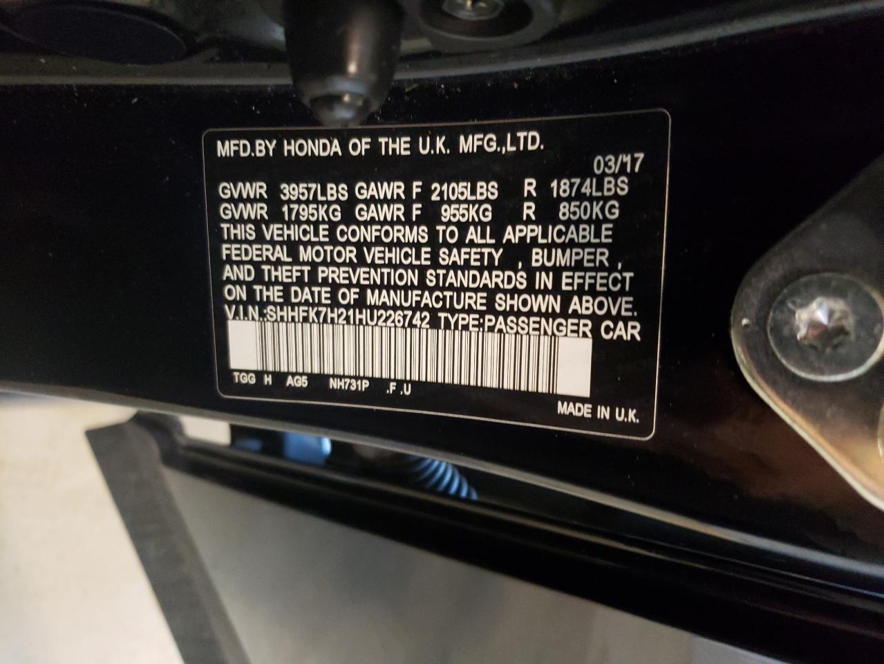 SHHFK7H21HU226742 2017 Honda Civic Lx