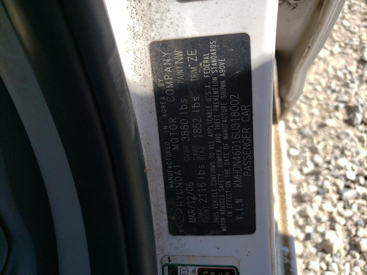 KMHDN46D16U318002 2006 Hyundai Elantra Gls