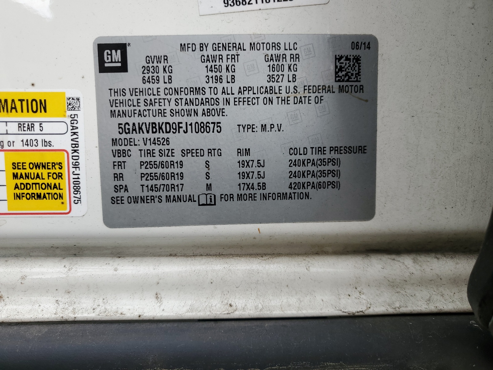 5GAKVBKD9FJ108675 2015 Buick Enclave