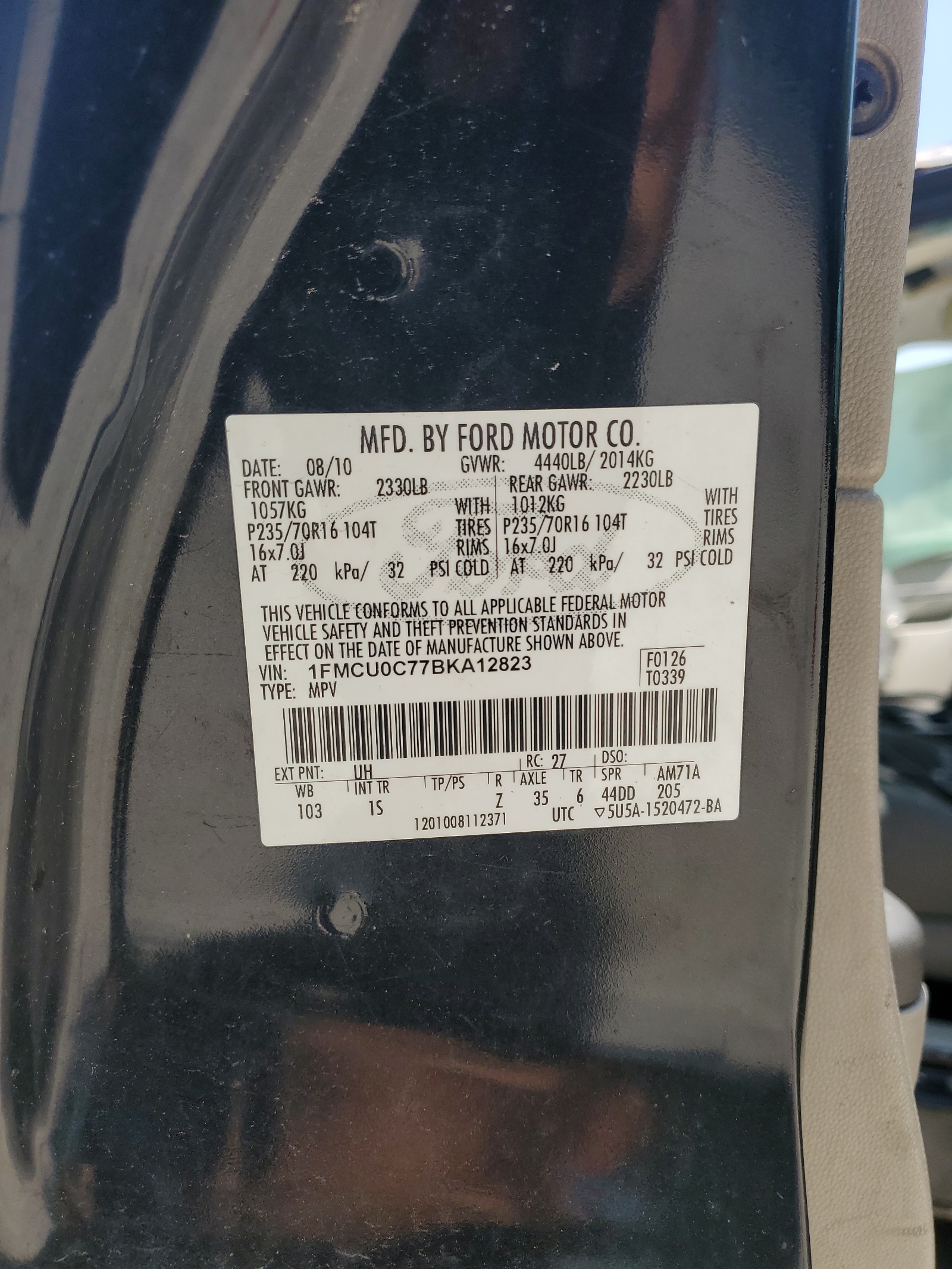 1FMCU0C77BKA12823 2011 Ford Escape Xls