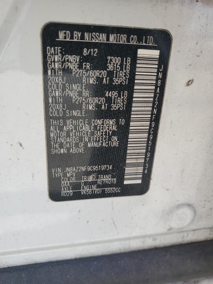 2012 Infiniti Qx56 VIN: JN8AZ2NF9C9519734 Lot: 58671014