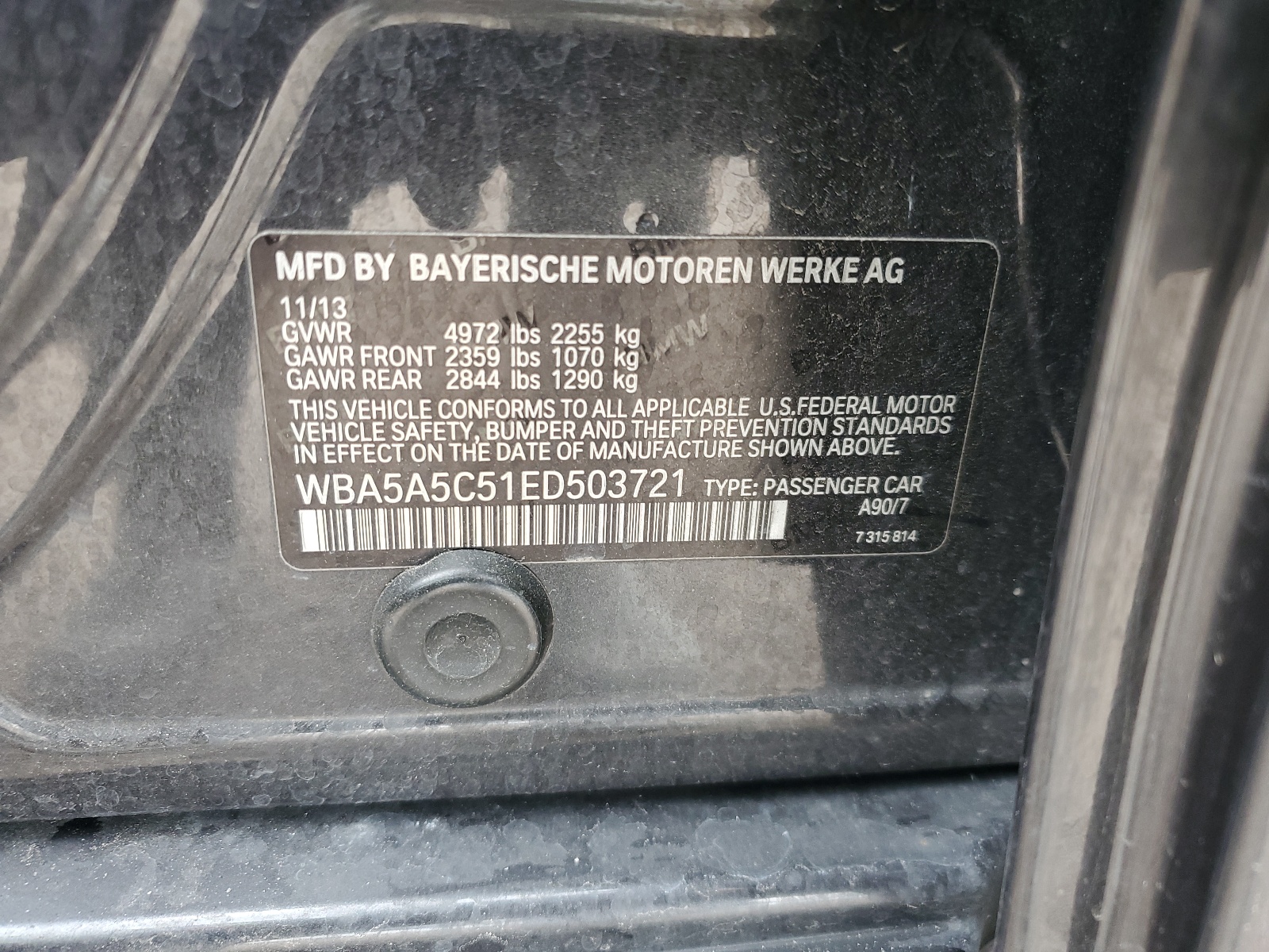 WBA5A5C51ED503721 2014 BMW 528 I