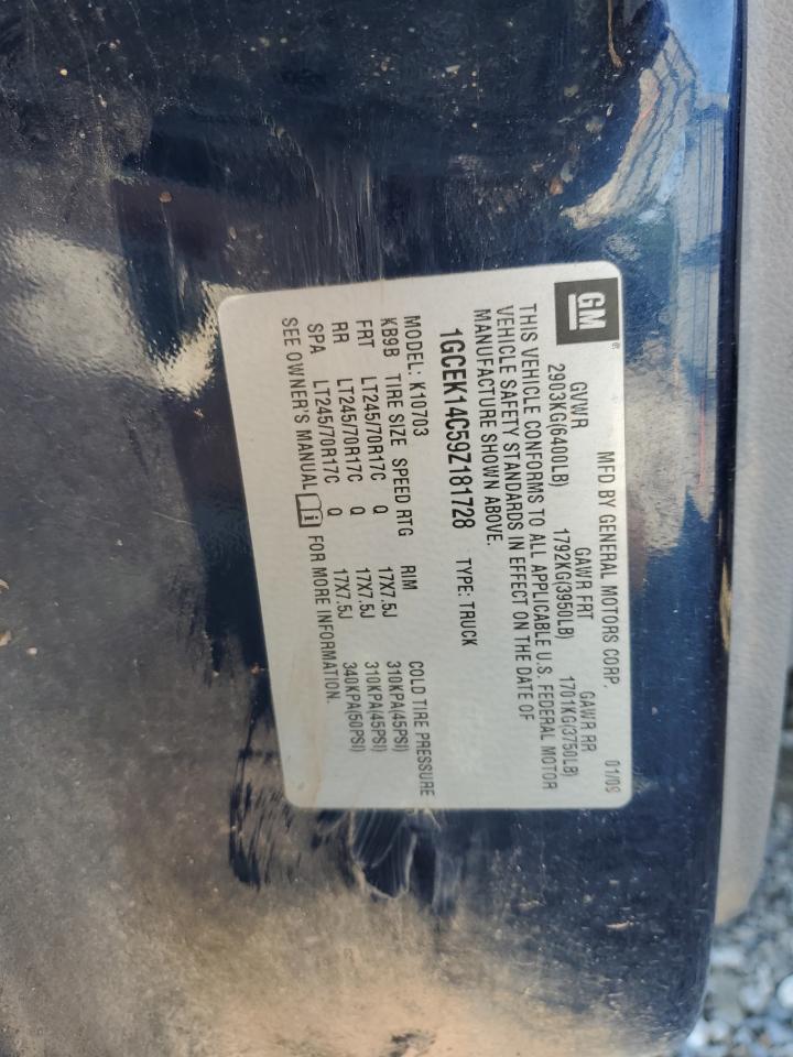 2009 Chevrolet Silverado K1500 VIN: 1GCEK14C59Z181728 Lot: 58276824