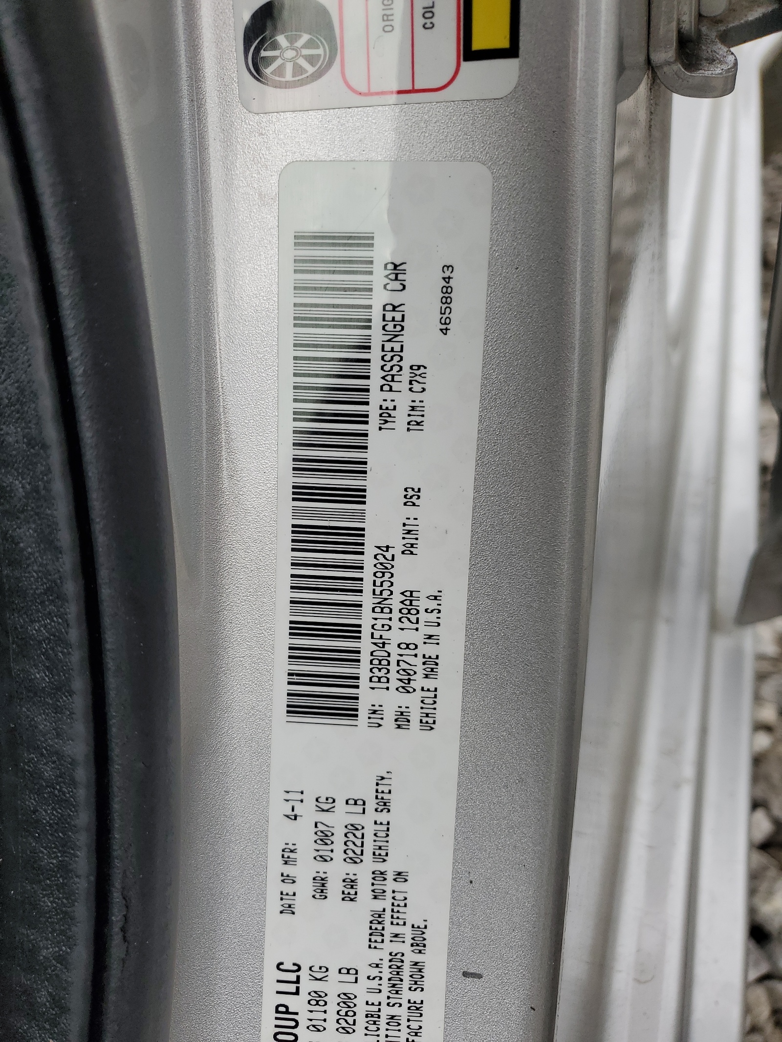 1B3BD4FG1BN559024 2011 Dodge Avenger Express