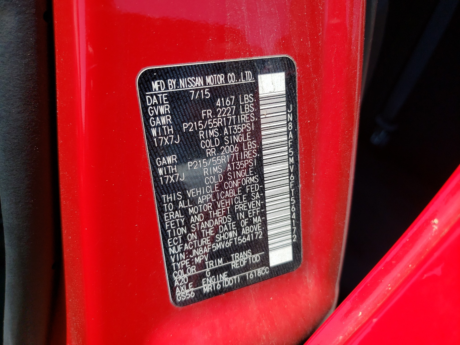 JN8AF5MV6FT564172 2015 Nissan Juke S