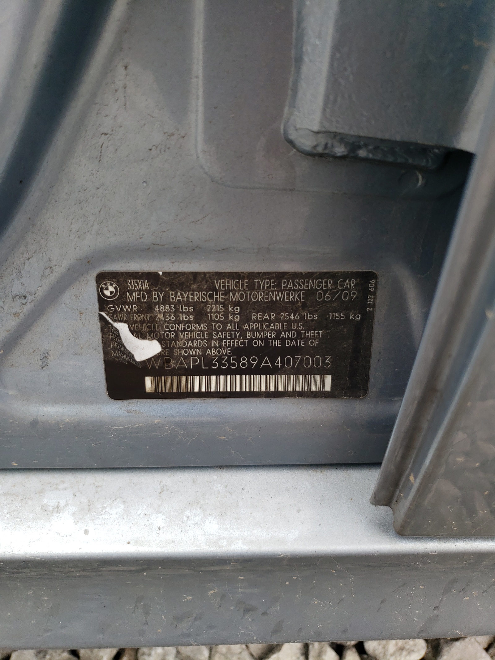 WBAPL33589A407003 2009 BMW 335 Xi