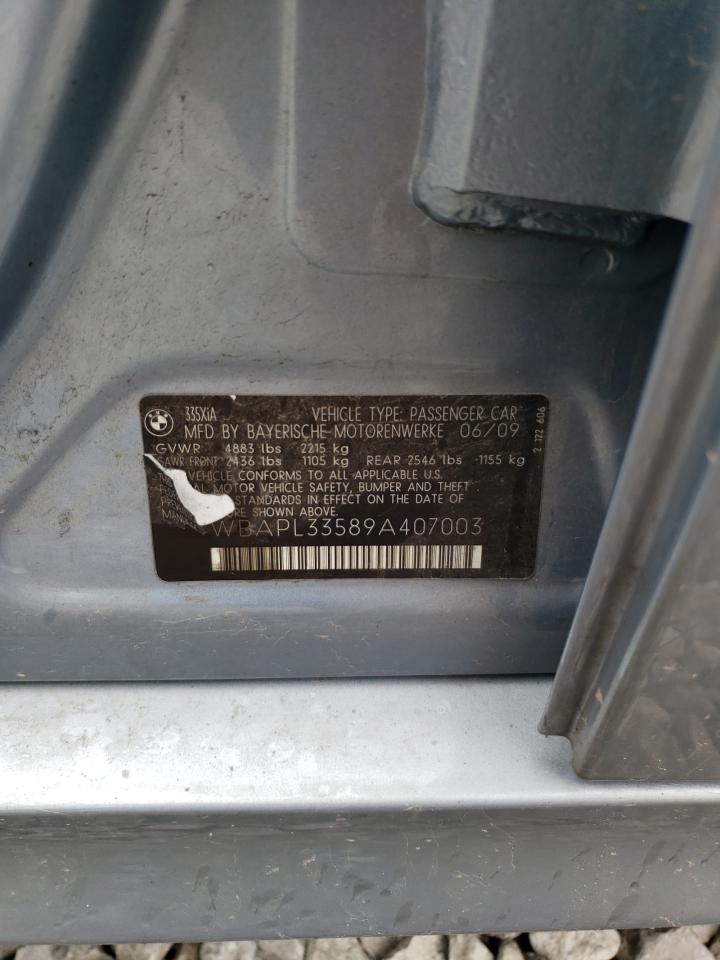 2009 BMW 335 Xi VIN: WBAPL33589A407003 Lot: 59596064
