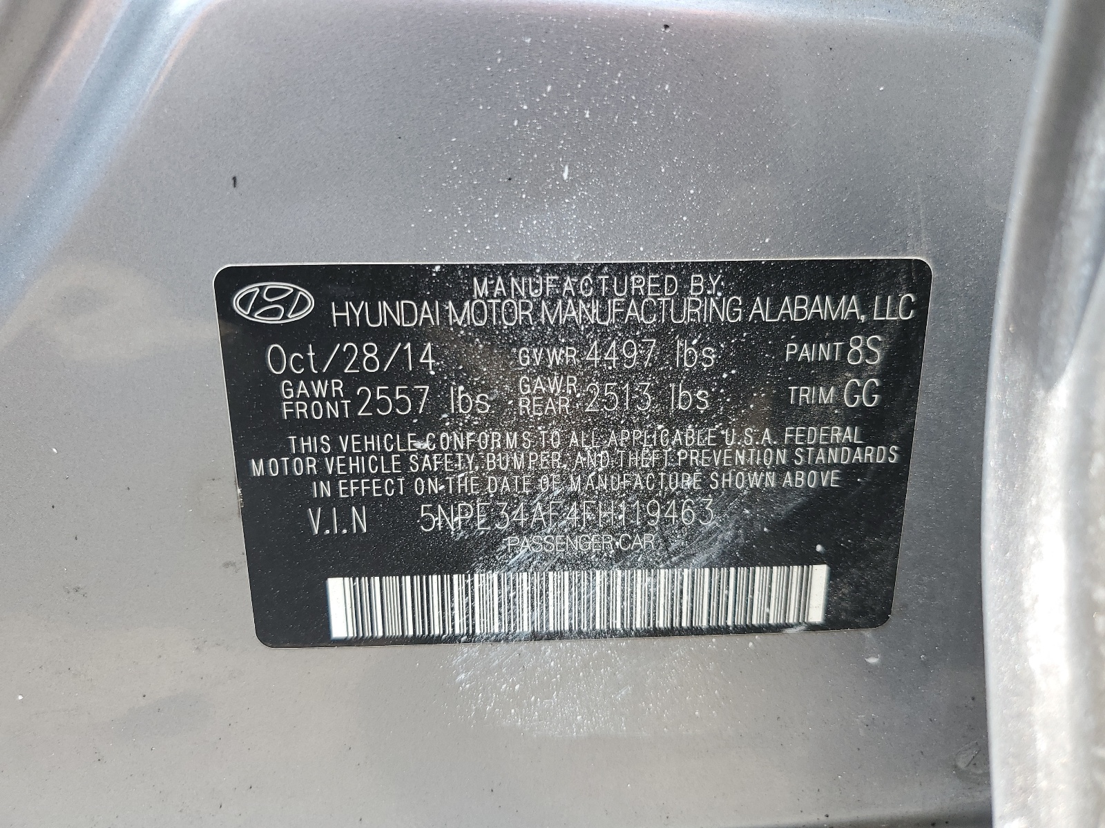 5NPE34AF4FH119463 2015 Hyundai Sonata Sport