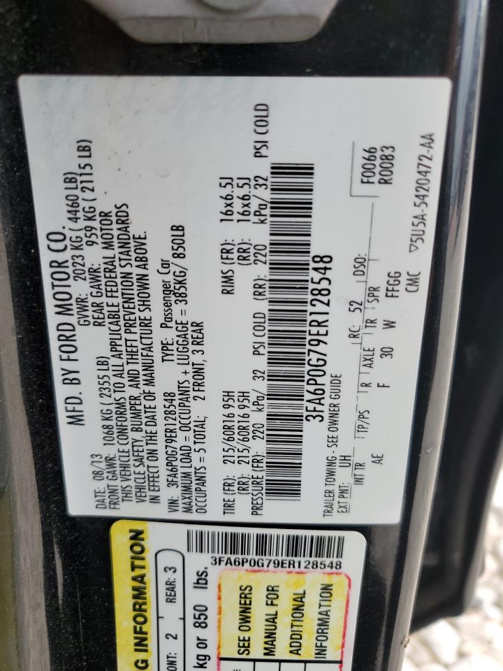 2014 Ford Fusion S VIN: 3FA6P0G79ER128548 Lot: 59981974