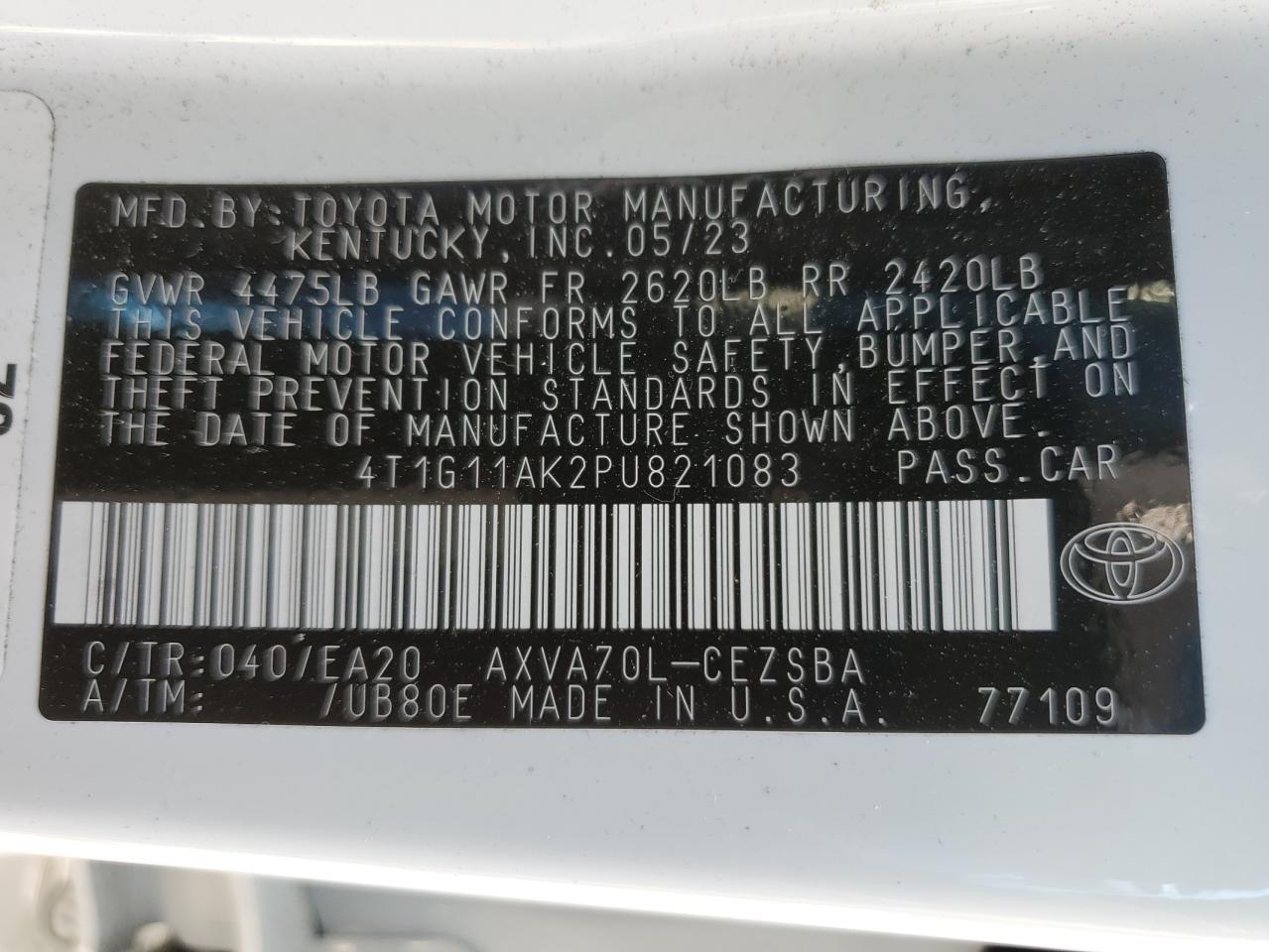 4T1G11AK2PU821083 2023 TOYOTA CAMRY - Image 14