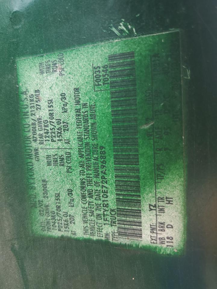 2002 Ford Ranger VIN: 1FTYR10E72PA96889 Lot: 60969254