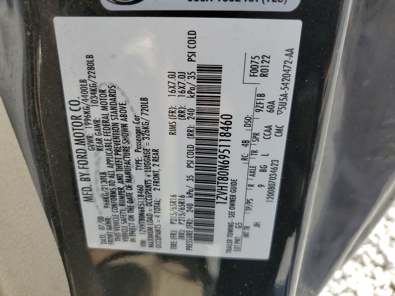 1ZVHT80N695118460 2009 Ford Mustang