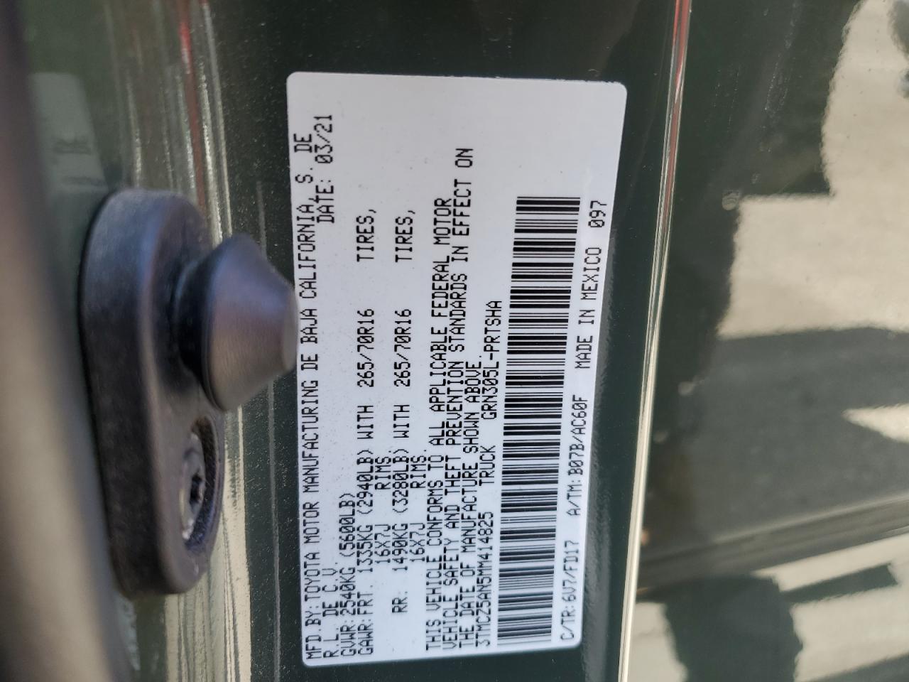 2021 Toyota Tacoma Double Cab VIN: 3TMCZ5AN5MM414825 Lot: 59490494