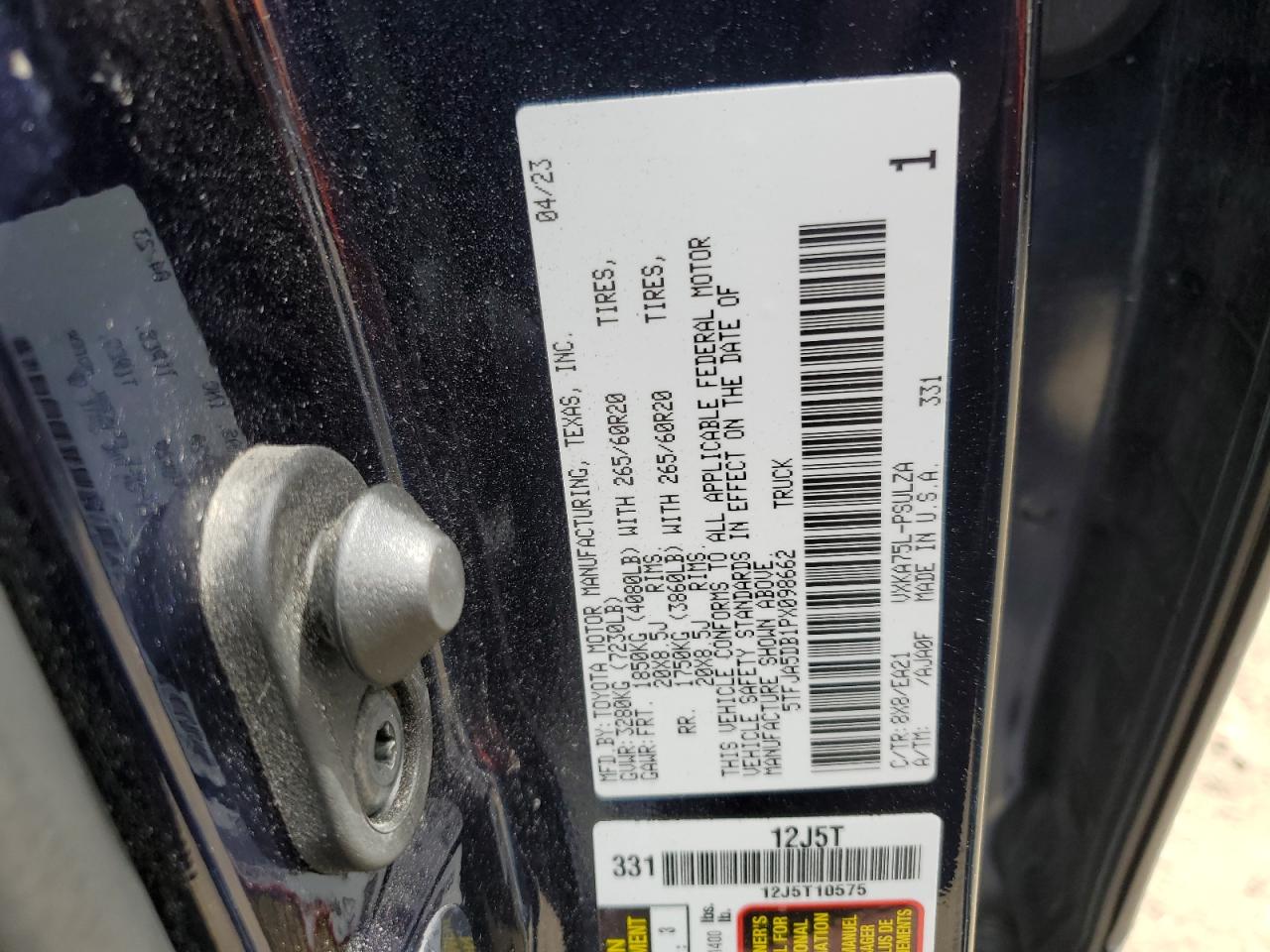 2023 Toyota Tundra Crewmax Limited VIN: 5TFJA5DB1PX098662 Lot: 58208274