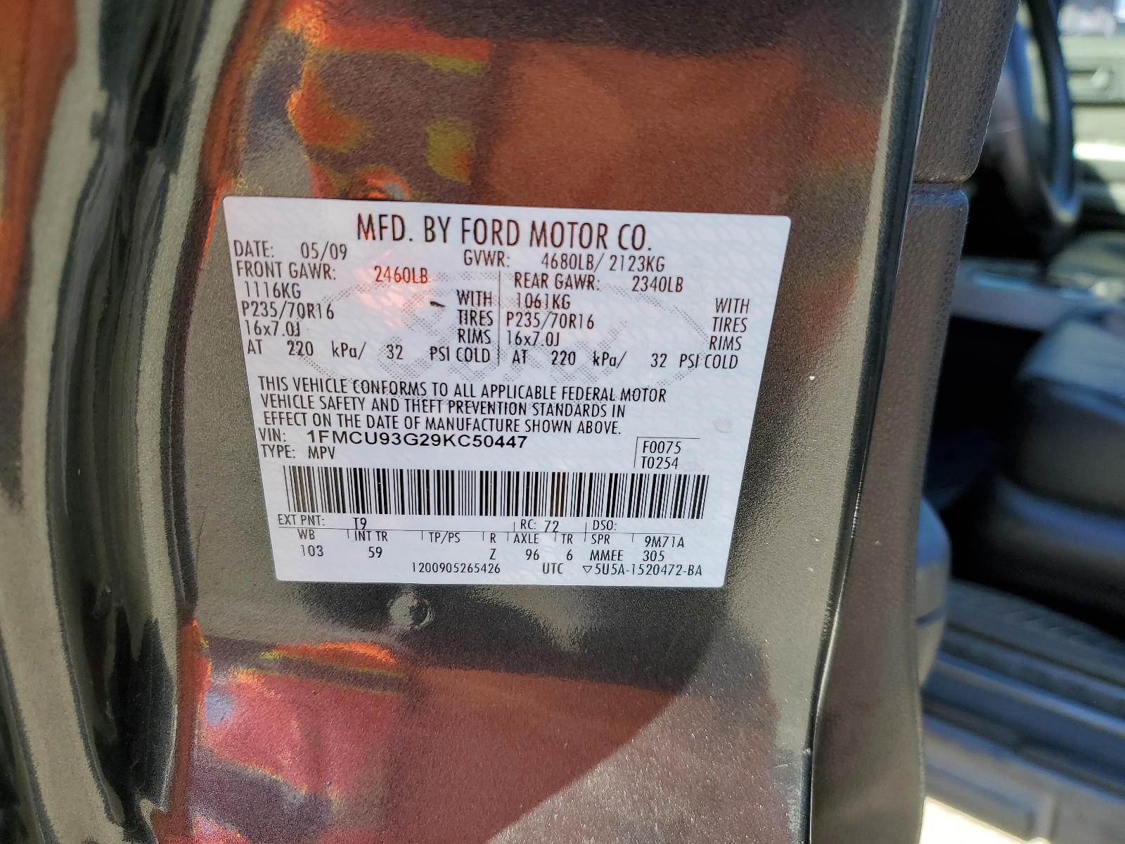 1FMCU93G29KC50447 2009 Ford Escape Xlt