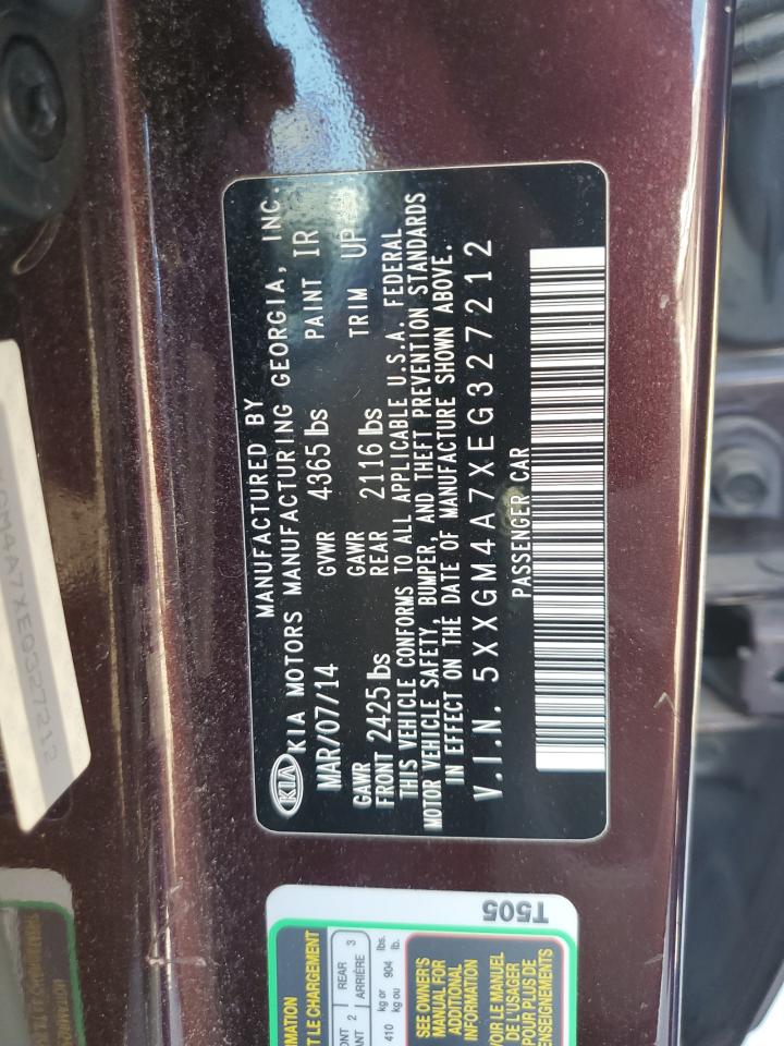 2014 Kia Optima Lx VIN: 5XXGM4A7XEG327212 Lot: 59168004