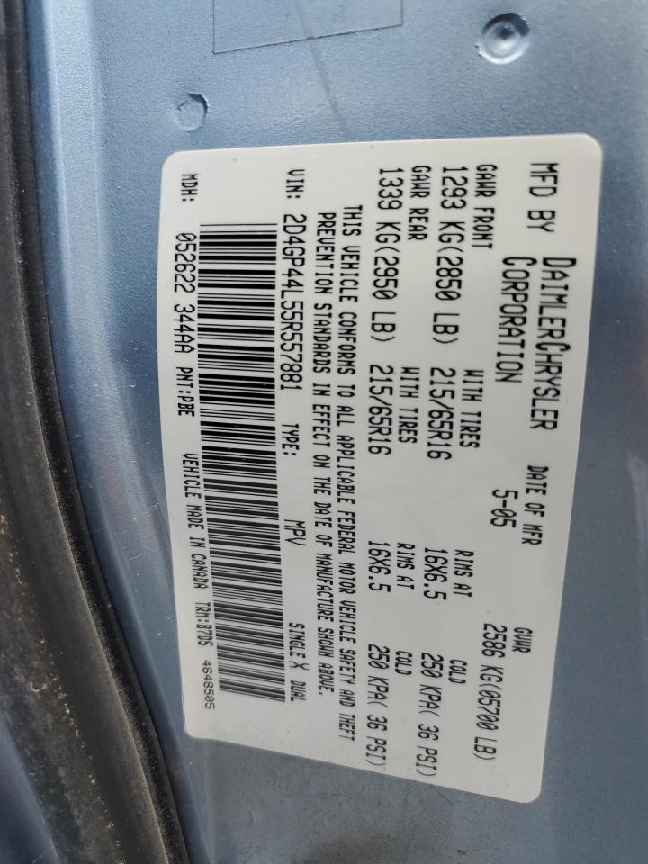 2005 Dodge Grand Caravan Sxt VIN: 2D4GP44L55R557881 Lot: 59205864