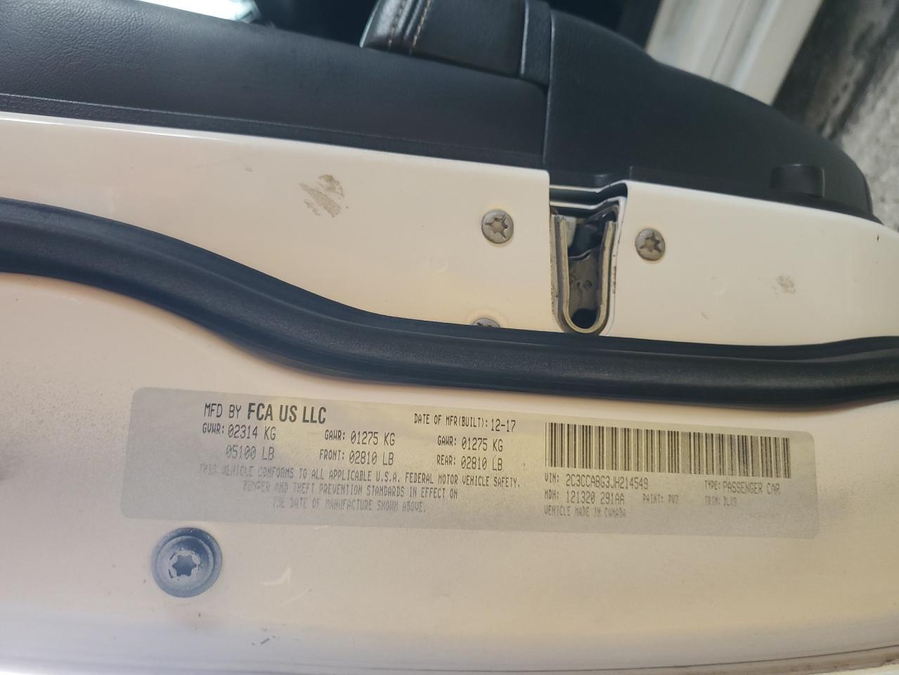 2018 Chrysler 300 S VIN: 2C3CCABG3JH214549 Lot: 58891174