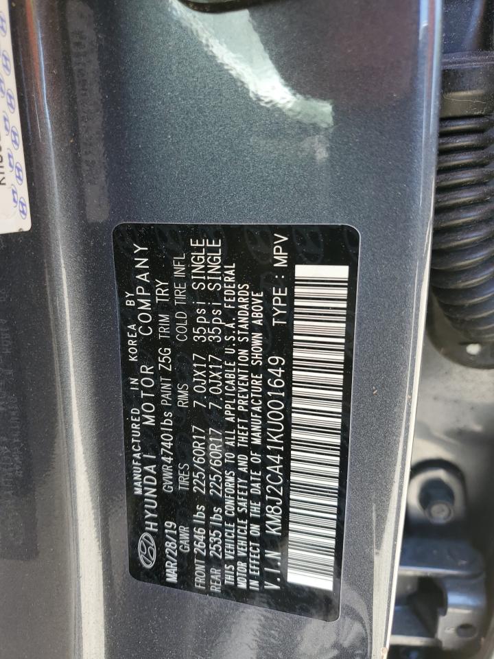 2019 Hyundai Tucson Se VIN: KM8J2CA41KU001649 Lot: 57333924